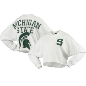 Michigan State Spartans Raw Hem Cropped Long Sleeve Tee